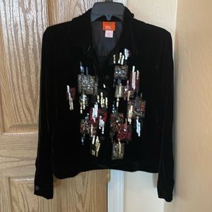 hearts of palm velvet jacket with quilting and sequins